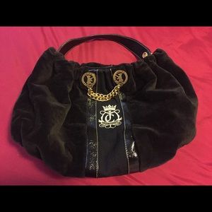 Juicy Couture large black velour hobo bag